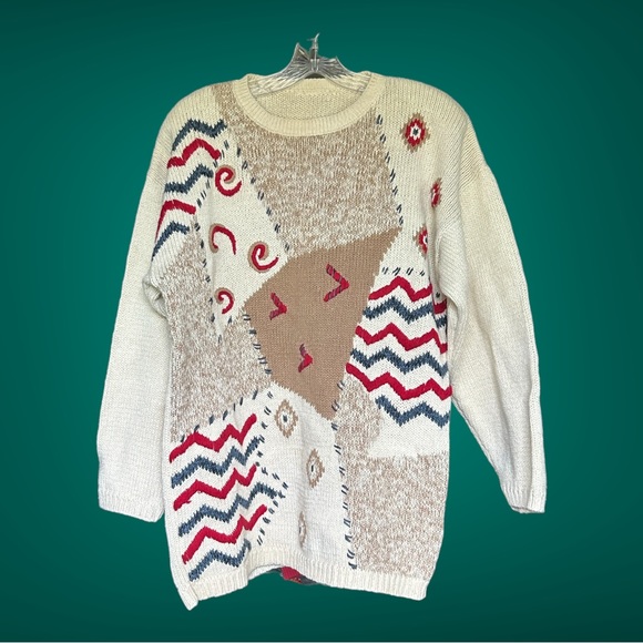 Vintage 80’s Funky‎ Oversized Knit Sweater - Picture 1 of 13